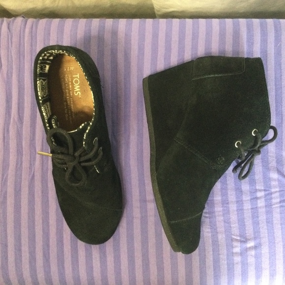 Toms Ankle Boots Suede Desert Wedge - Picture 1 of 7
